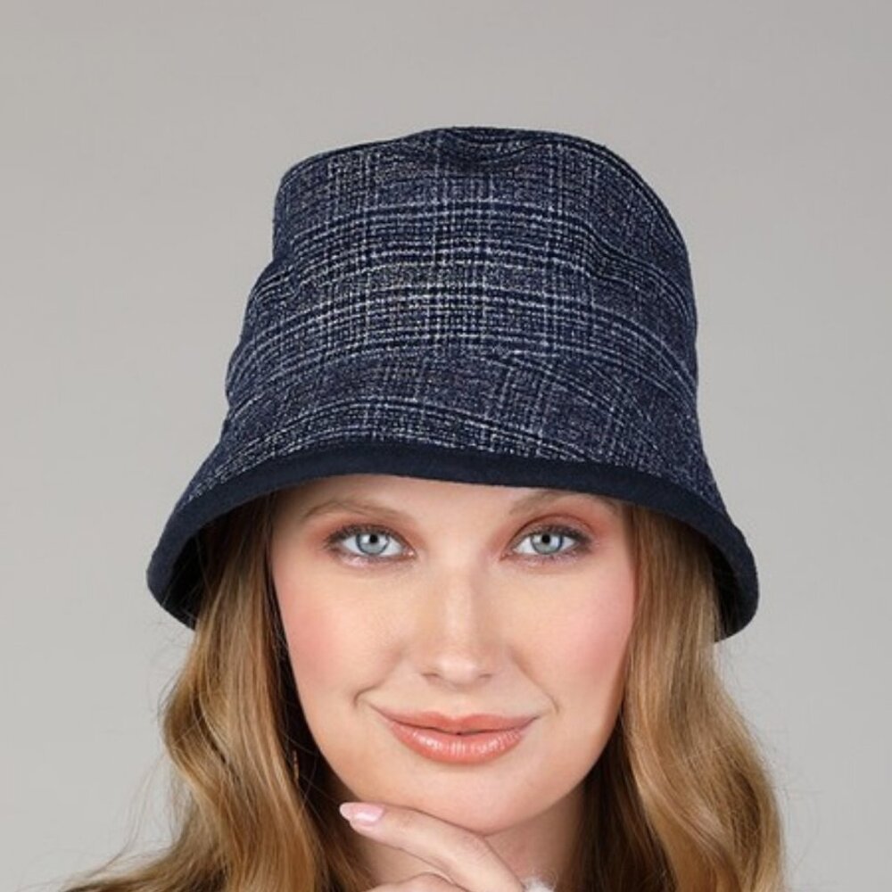 Reversible Plaid Twill Bucket Hat - Blue